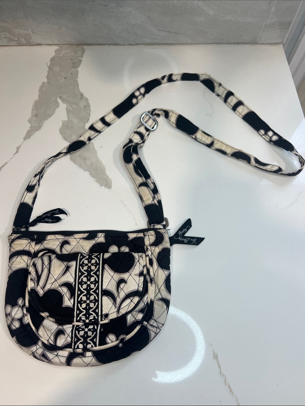 Vera Bradley Black & Ivory Quilted Floral Crossbody